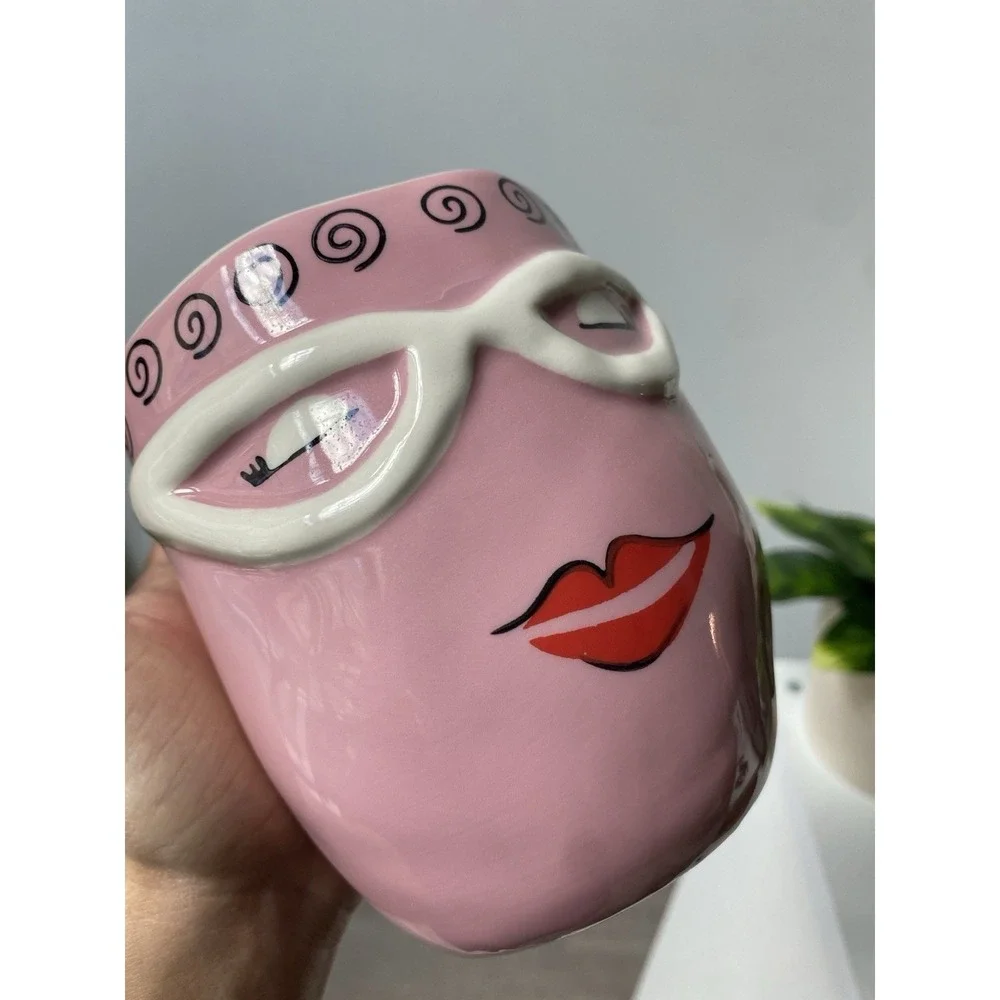 Pink Face Planter For Succulent Quirky Whimsy